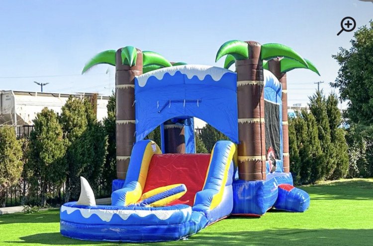 Shark attack bounce house/waterslide 14’Wx12’Hx26’L