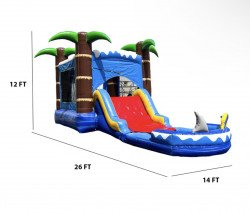 856CBD34 5F5A 4E47 86DA 4B066128FFA9 1682626830 Shark attack bounce house/waterslide 14’Wx12’Hx26’L