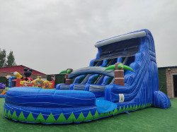 0D34E195 AC3F 418B 9942 7BD18040CF0C 1687576032 Big blue 19 ft dual lane waterslide 19’Hx15’Wx30’L