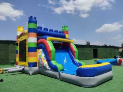 6631FCE0 166A 4AC1 A19E C973D627479D 1689282180 Lego combo bounce house/waterslide 13’Wx13’Hx23’L